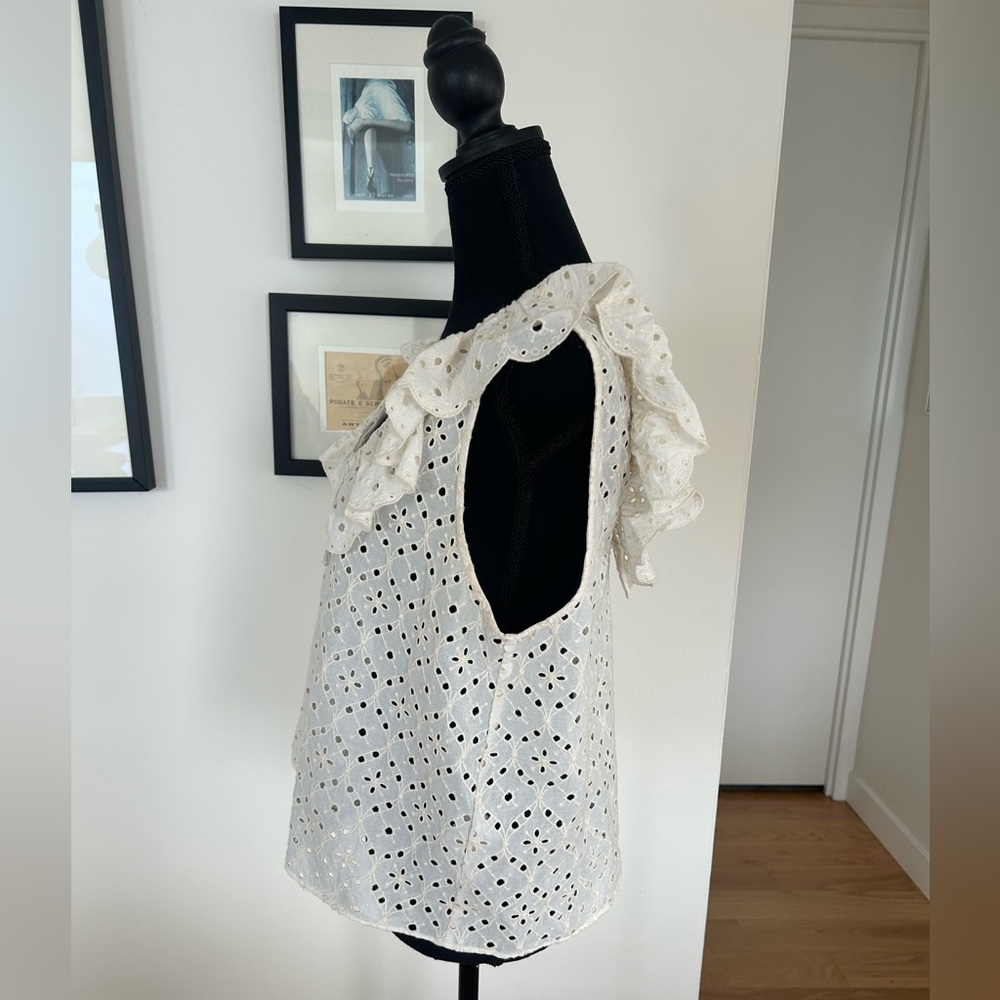 Sezane Gold Blouse Écru. - Size 44 - Picture 4 of 6